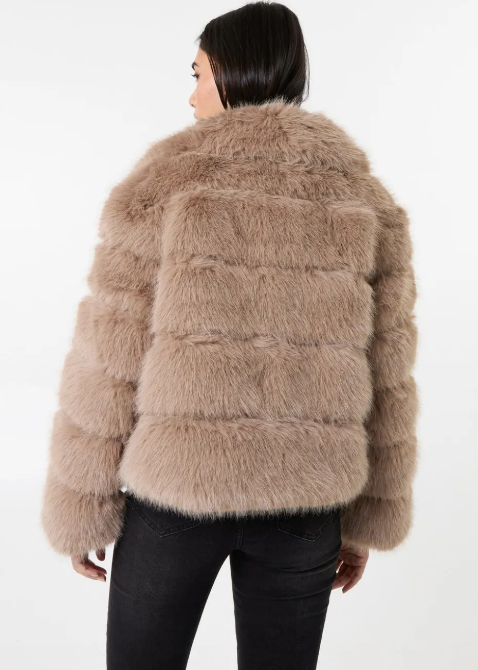 Pink Vanilla Mocha Cropped Fur Pelted Jacket