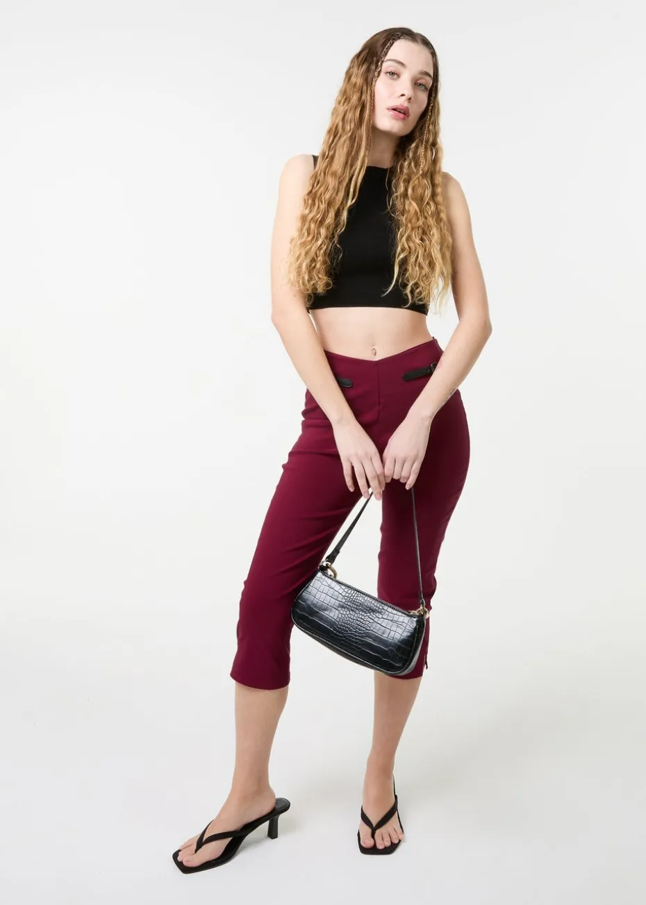 Pink Vanilla Red Capri Pants With Belts