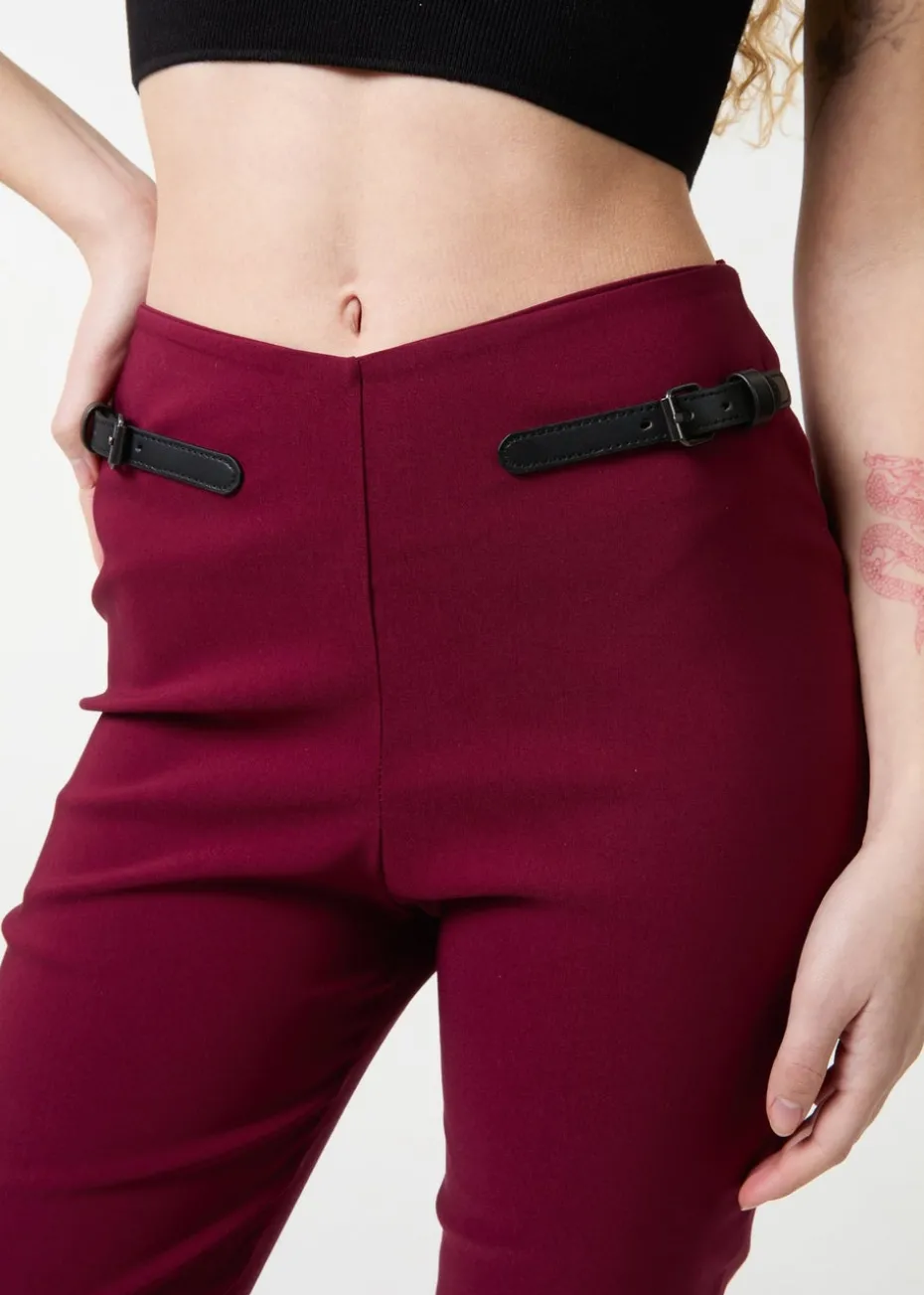 Pink Vanilla Red Capri Pants With Belts