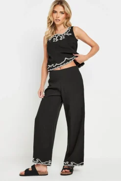 Pixiegirl Petite Black Embroidered Sleeveless Top