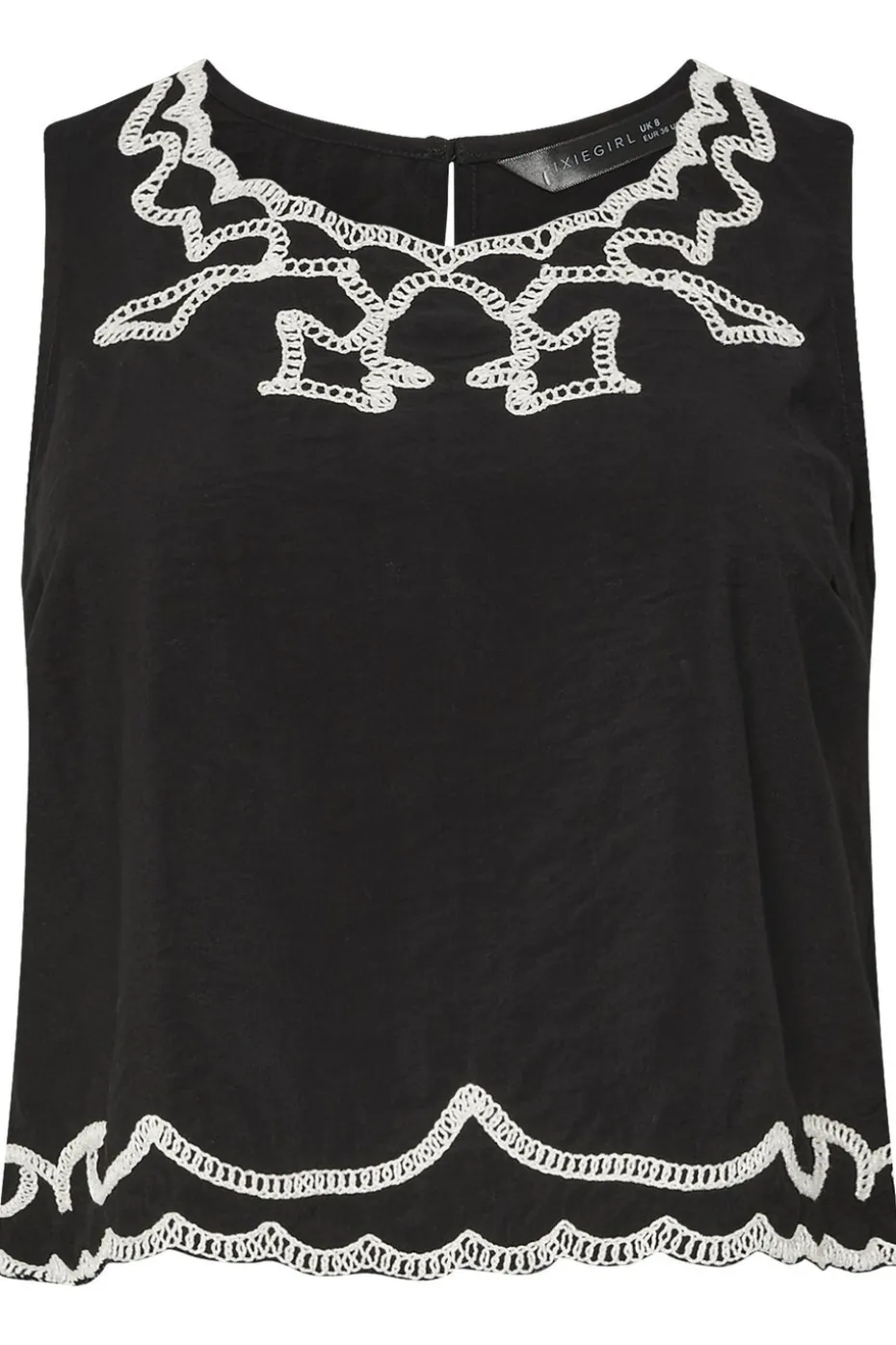 Pixiegirl Petite Black Embroidered Sleeveless Top