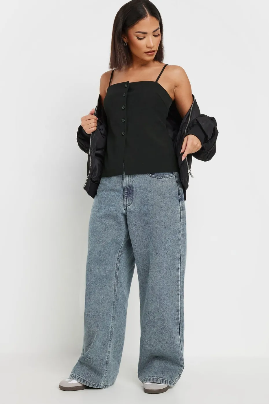 Pixiegirl Petite Black Structured Button Vest Top