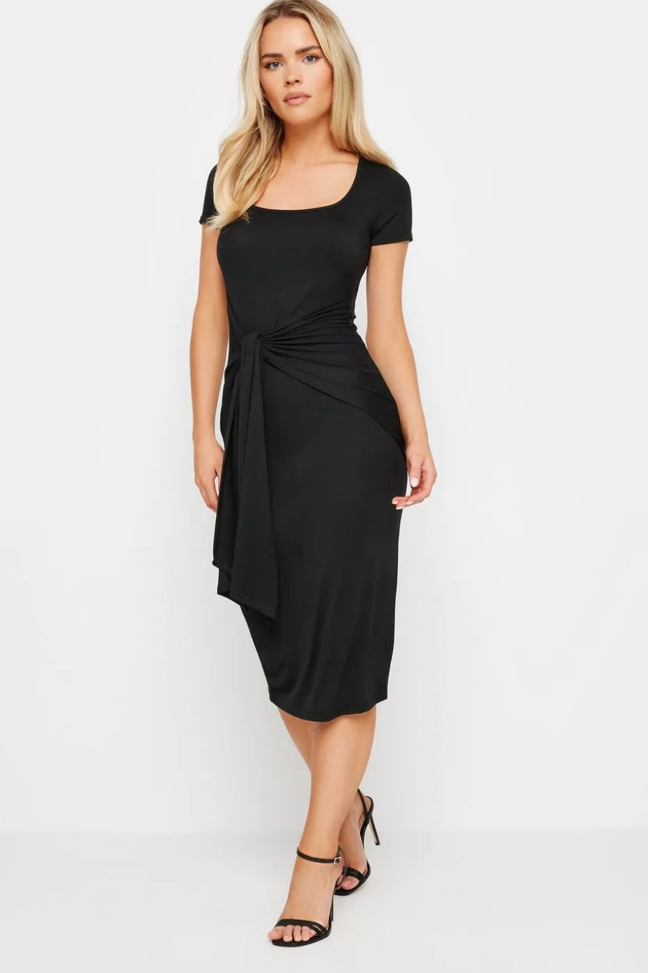 Pixiegirl Petite Black Tie Front Bodycon Midi Dress