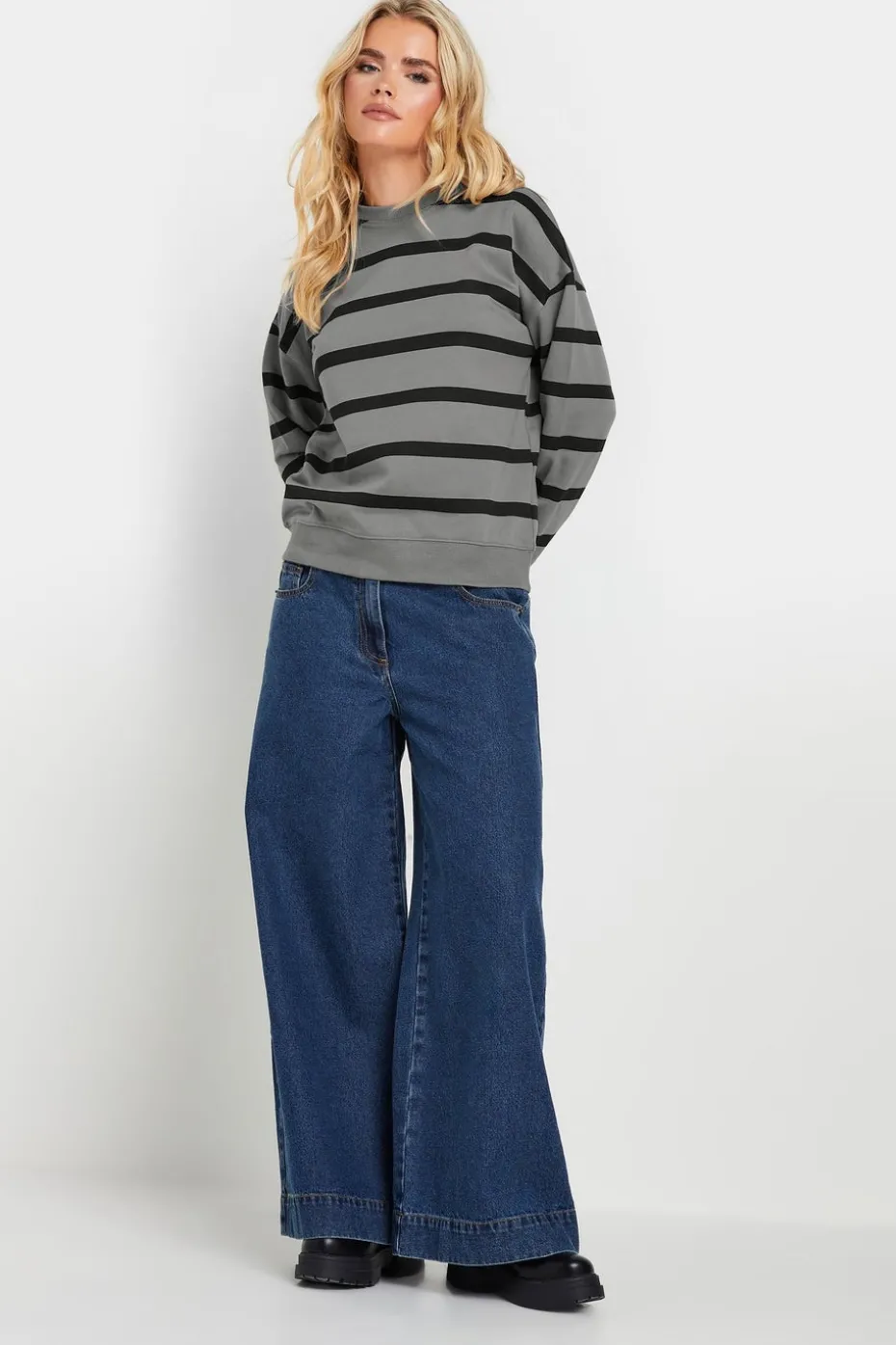 Pixiegirl Petite Charcoal Grey Stripe Sweatshirt