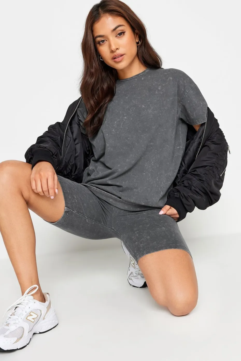 Pixiegirl Petite Grey Acid Wash T-Shirt