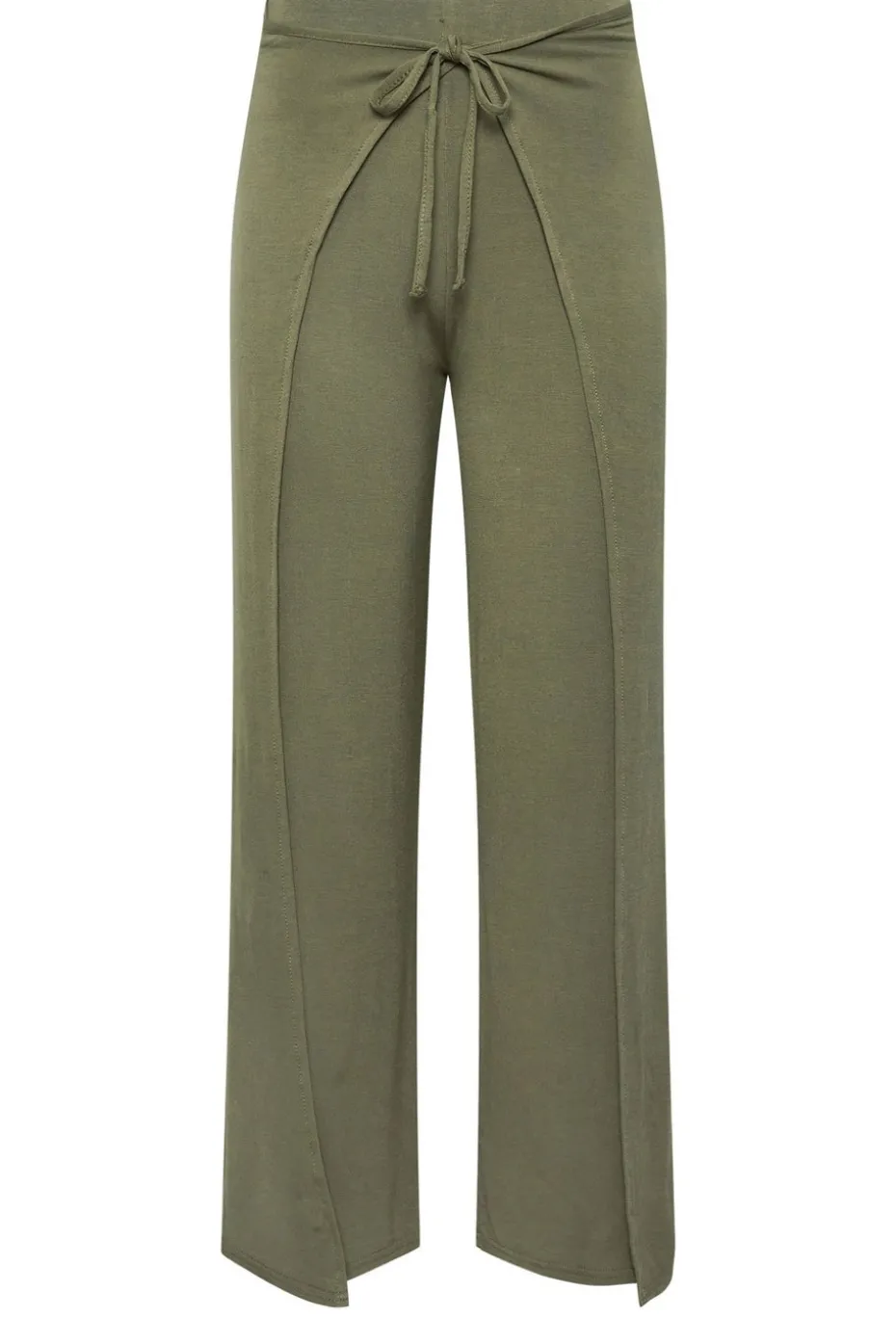 Pixiegirl Petite Khaki Green Wide Leg Wrap Trousers
