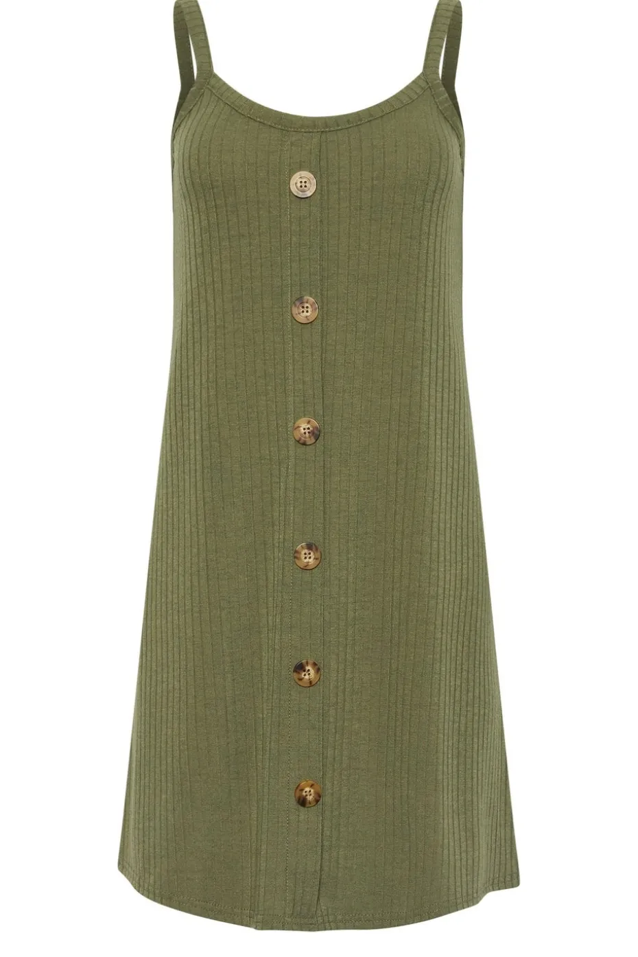 Pixiegirl Petite Khaki Green Button Front Sleeveless Dress