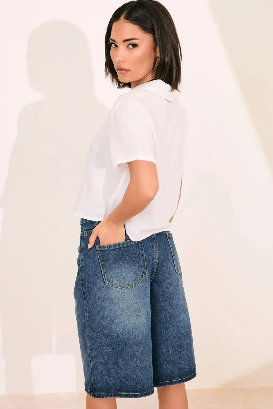 Pixiegirl Petite Mid Blue Denim Jorts