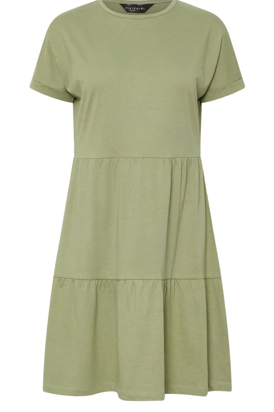 Pixiegirl Petite Sage Green Tiered Smock Dress