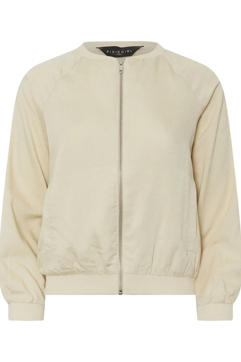 Pixiegirl Petite Stone Brown Linen Bomber Jacket