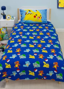 Pokemon Blue Retro Polycotton Duvet Cover Set