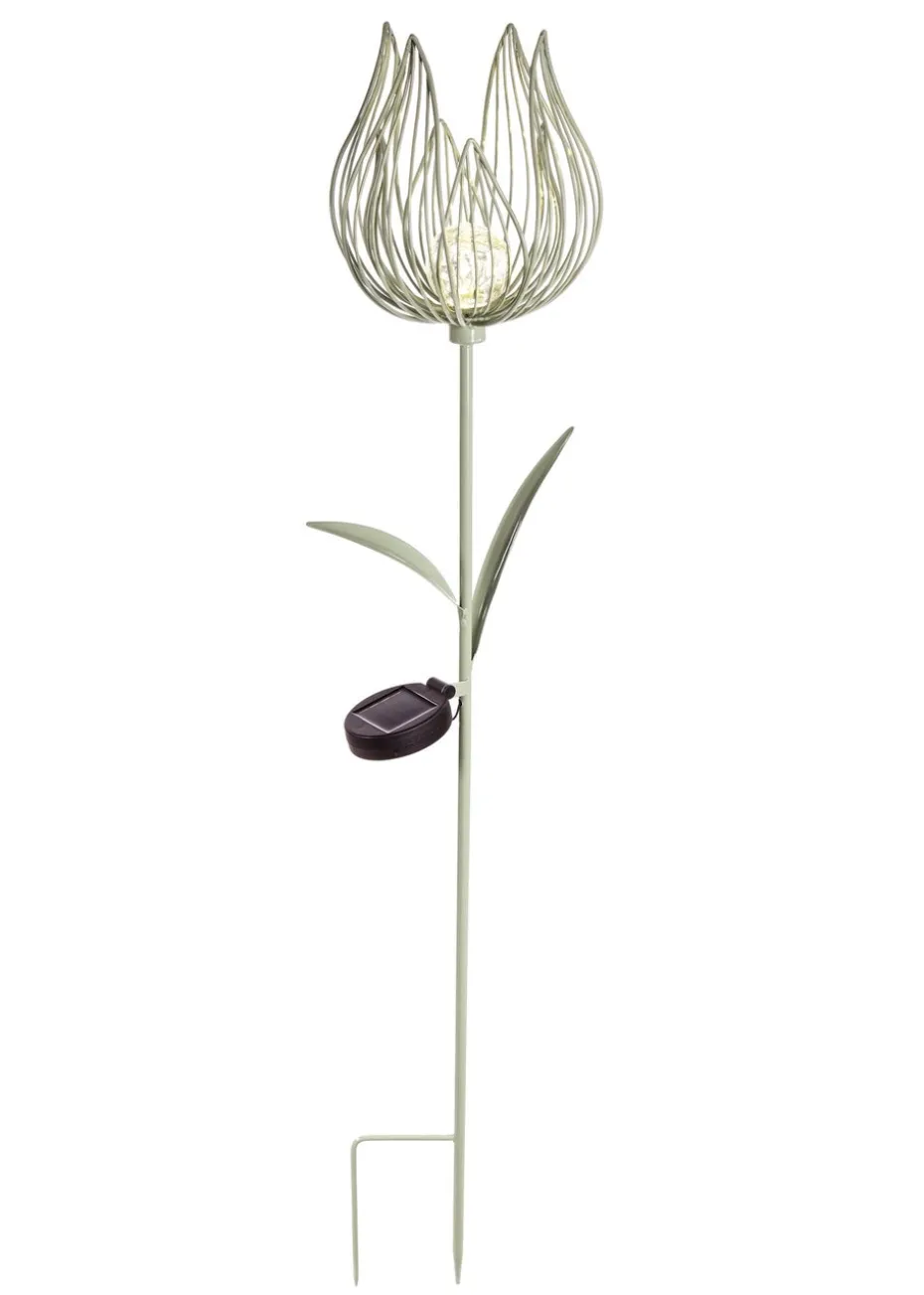 Premier Decorations Sage Green Solar Metal Tulip Garden Stake Light