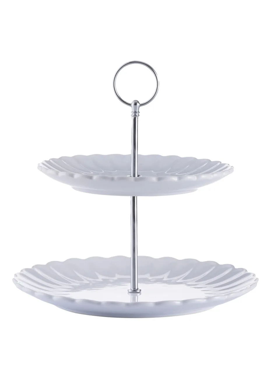 Price & Kensington Luxe 2 Tier Cake Stand White