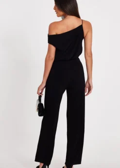 Quiz Black Asymmetric Draped Jumpsuit