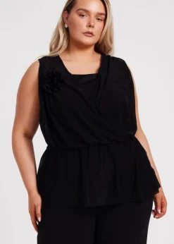 Quiz Black Curve Peplum Top