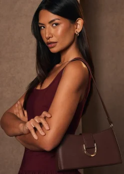 Quiz Brown Buckle Detail Shoulder Bag
