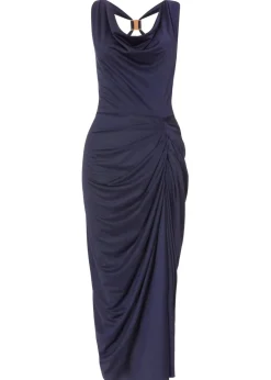 Quiz Navy Cowl Neck Midi Dress