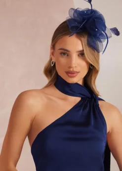 Quiz Navy Feather Headband Fascinator