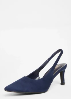 Quiz Navy Slingback Low Court Heels