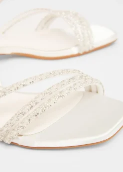 Quiz White Embellished Strappy Sandals