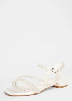 Quiz White Embellished Strappy Sandals