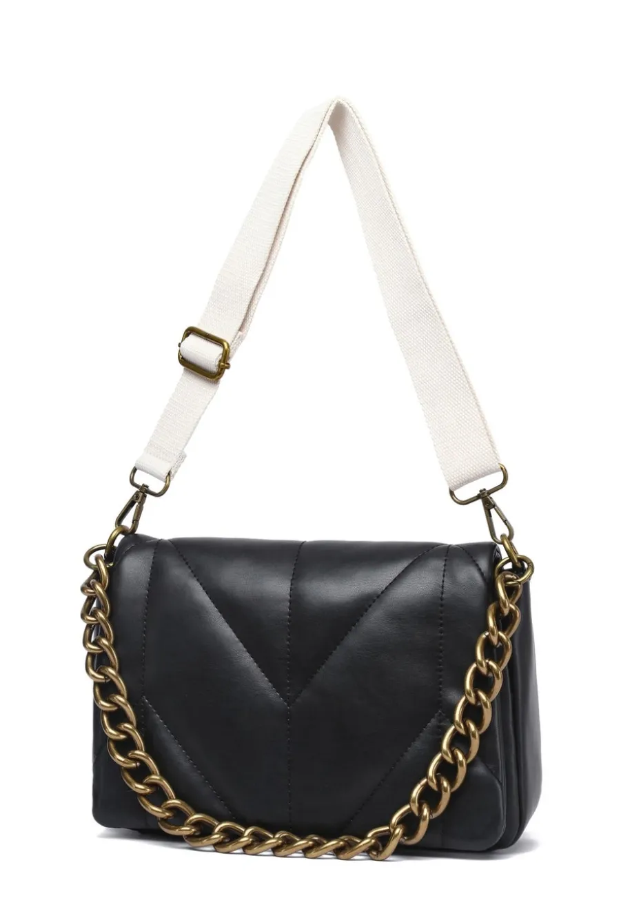 Raffaella Black Chain Front Cross Body Bag