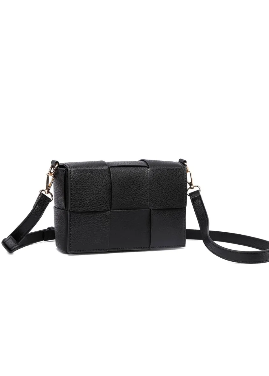 Raffaella Black Woven Cross Body Bag