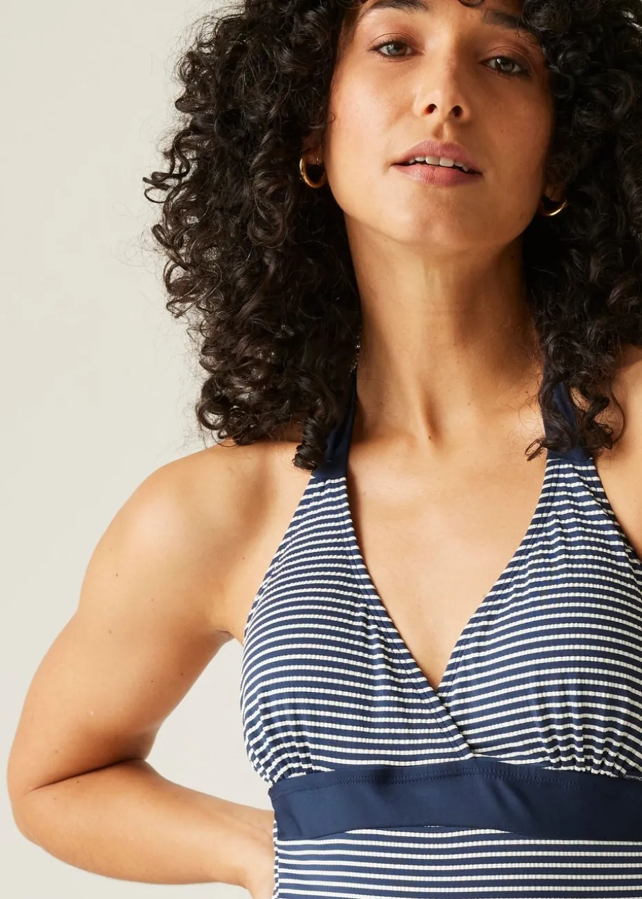 Regatta Navy Seeksucker Stripe Flavia II Swim Costume