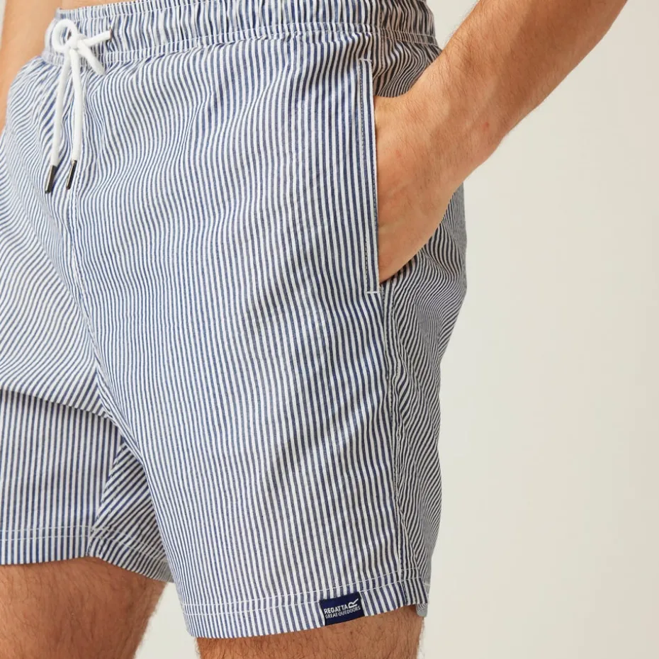 Regatta Navy/White Seersucker Stripe Loras Swim Shorts