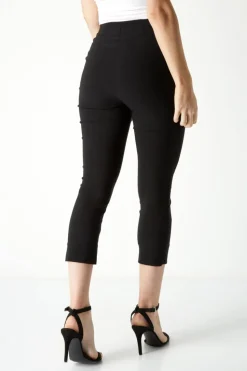 Roman Black Cropped Stretch Trouser Capri Leggings 3/4 Pedal Pushers