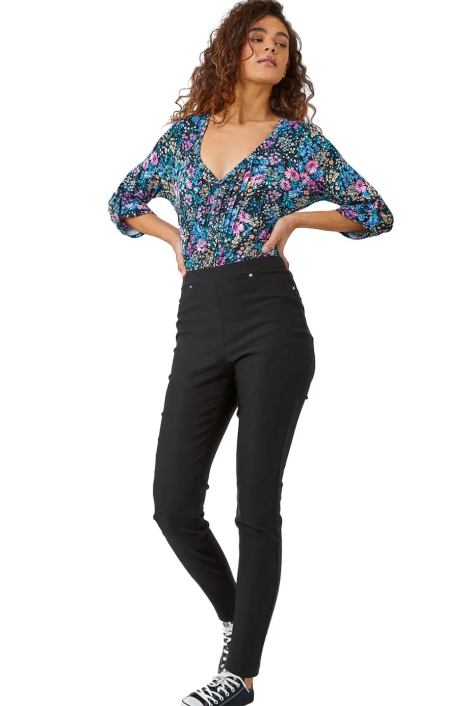 Roman Black Elastic Waist Stretch Jean Trouser