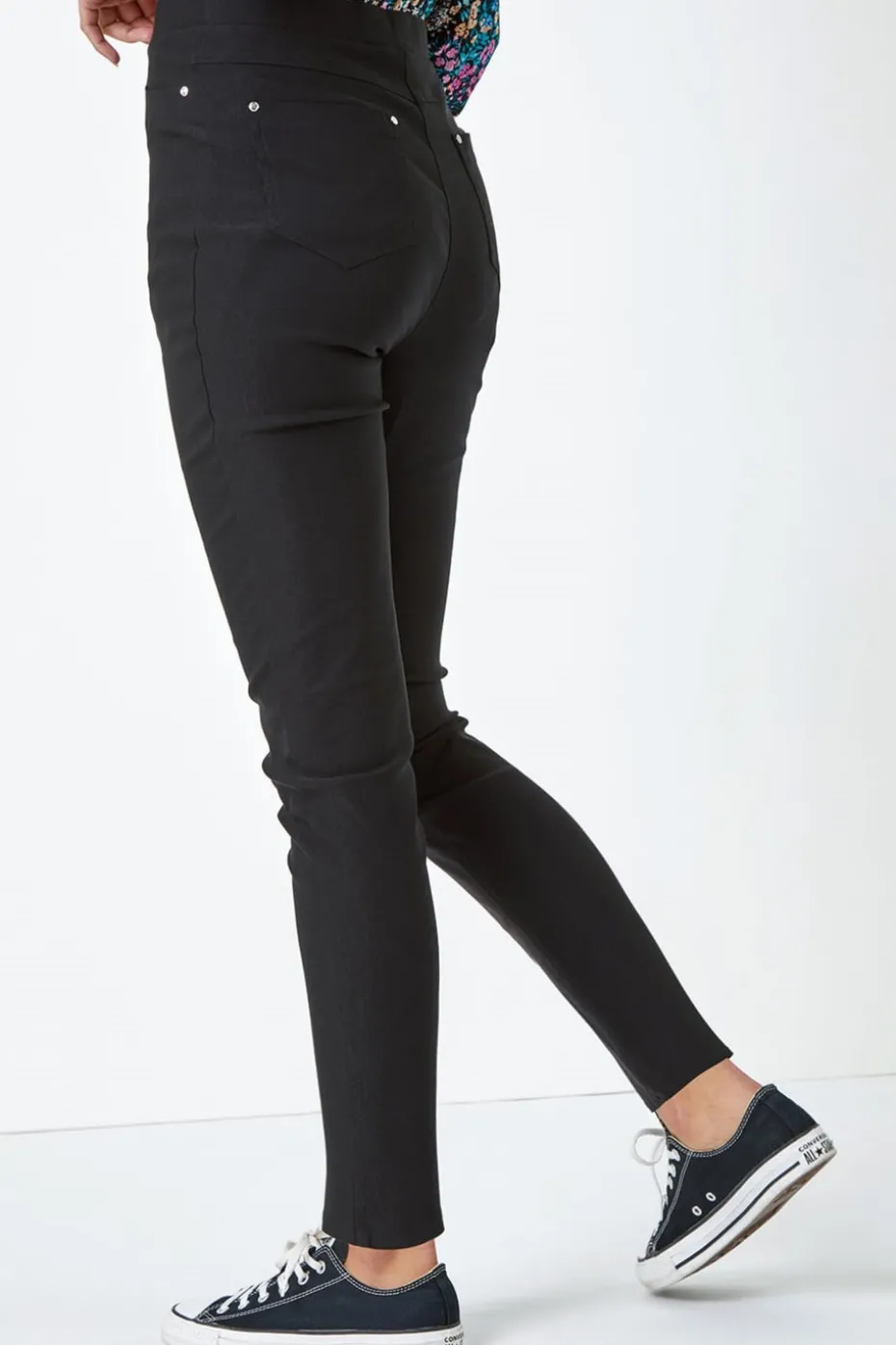 Roman Black Elastic Waist Stretch Jean Trouser