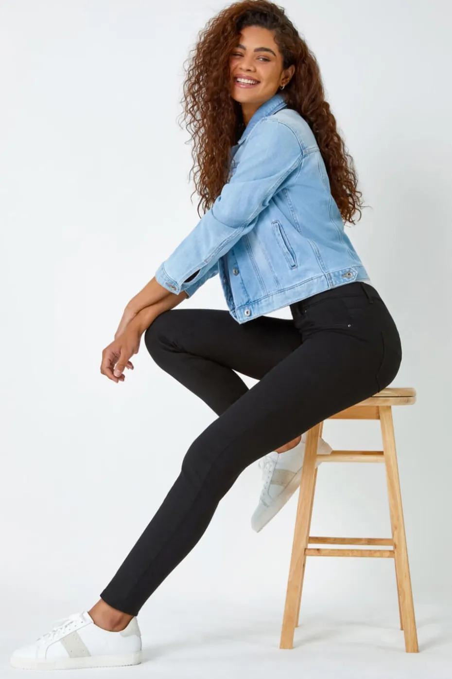 Roman Black Elastic Waist 31" Denim Stretch Jegging