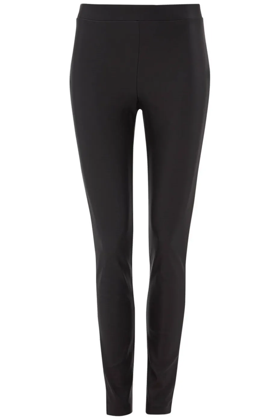 Roman Black Faux Leather Pull On Elastic Waist Trousers