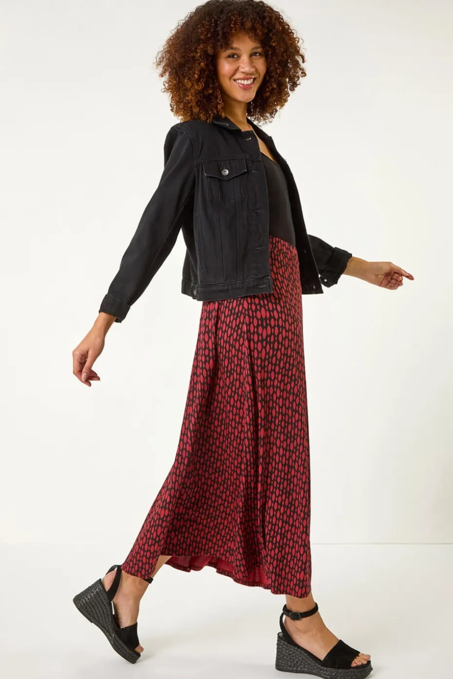 Roman Black Tear Drop Panel Maxi Skirt