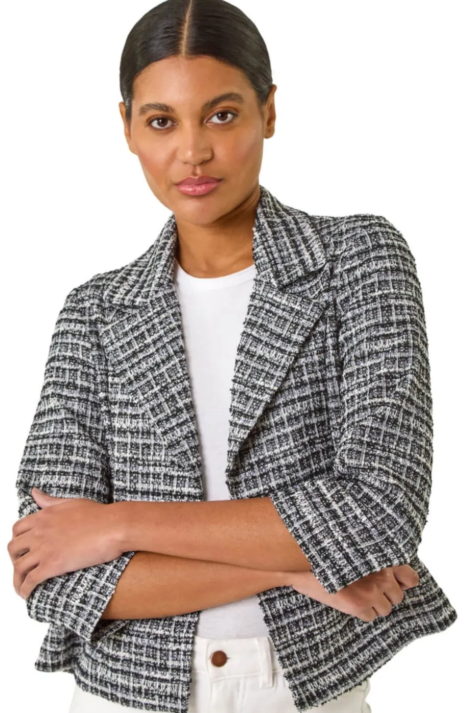 Roman Black Textured Check Blazer
