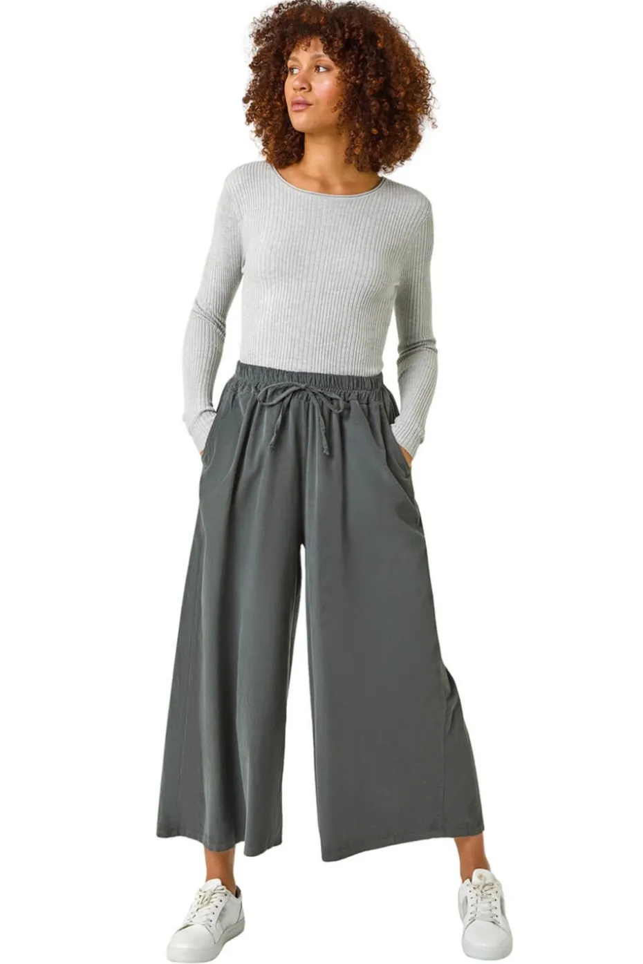 Roman Charcoal Baby Cord Wide Leg Culotte