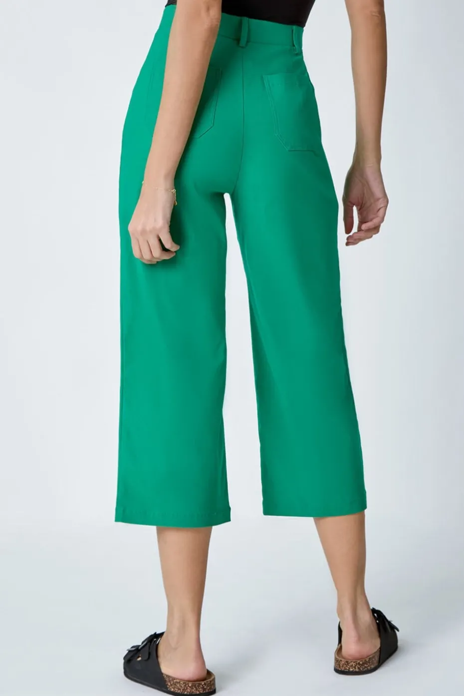 Roman Emerald Elastic Waist Stretch Cropped Culotte