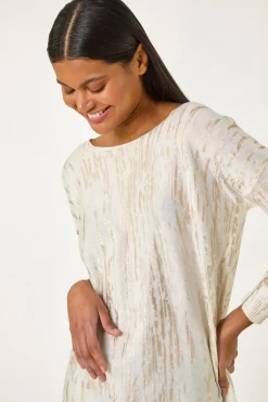 Roman Gold Foil Shimmer Tunic Knit Jumper