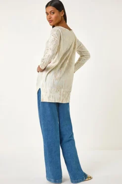 Roman Gold Foil Shimmer Tunic Knit Jumper