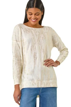 Roman Gold Foil Shimmer Tunic Knit Jumper
