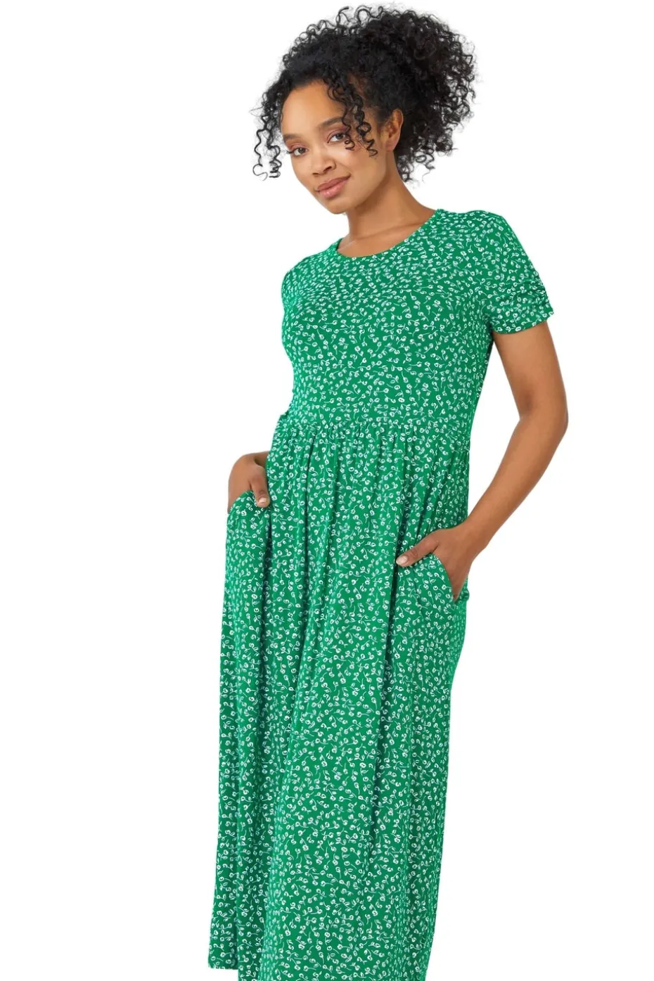 Roman Green Petite Floral Print Midi Dress