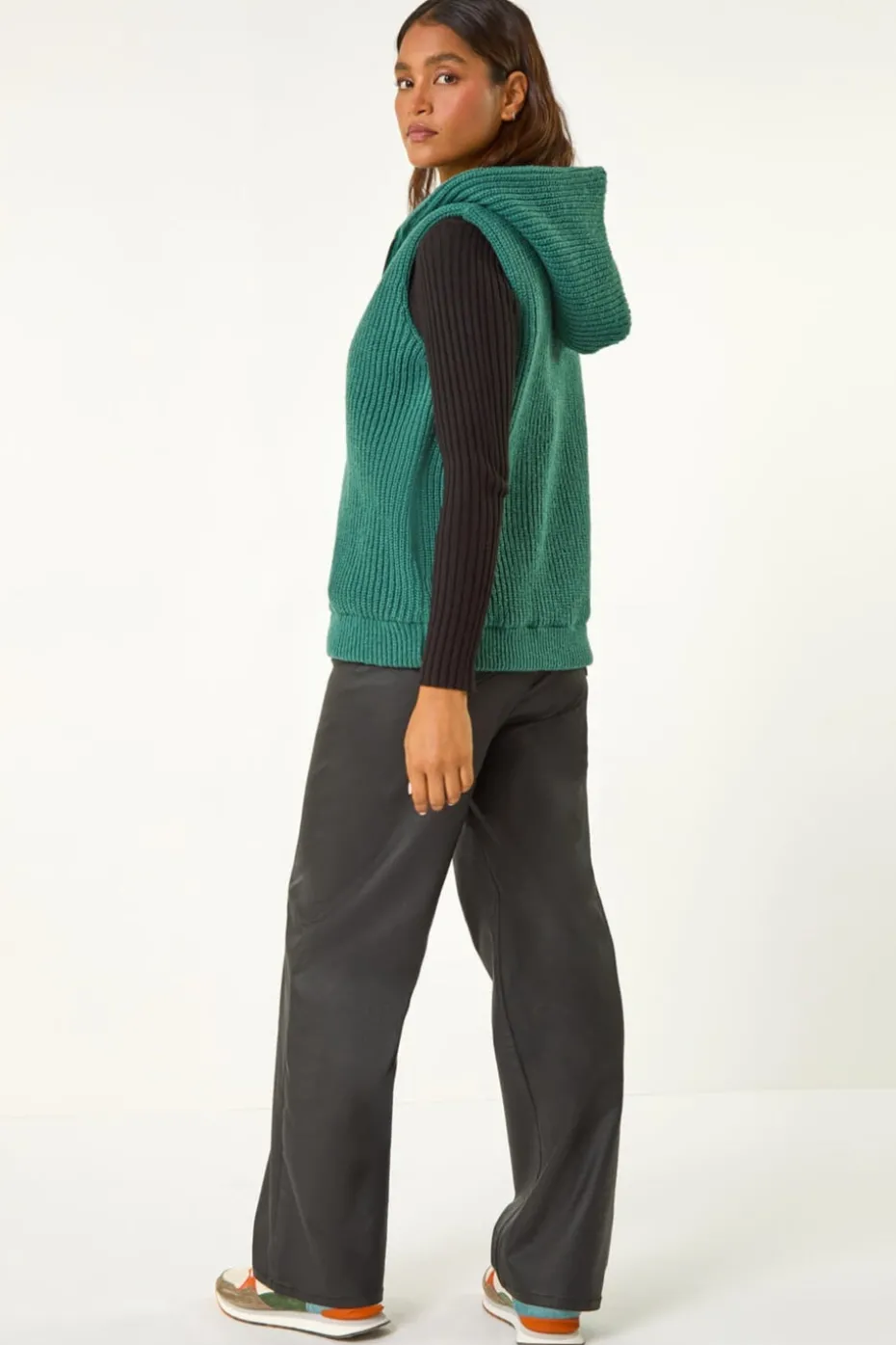 Roman Green Reversible Hooded Knit Gilet