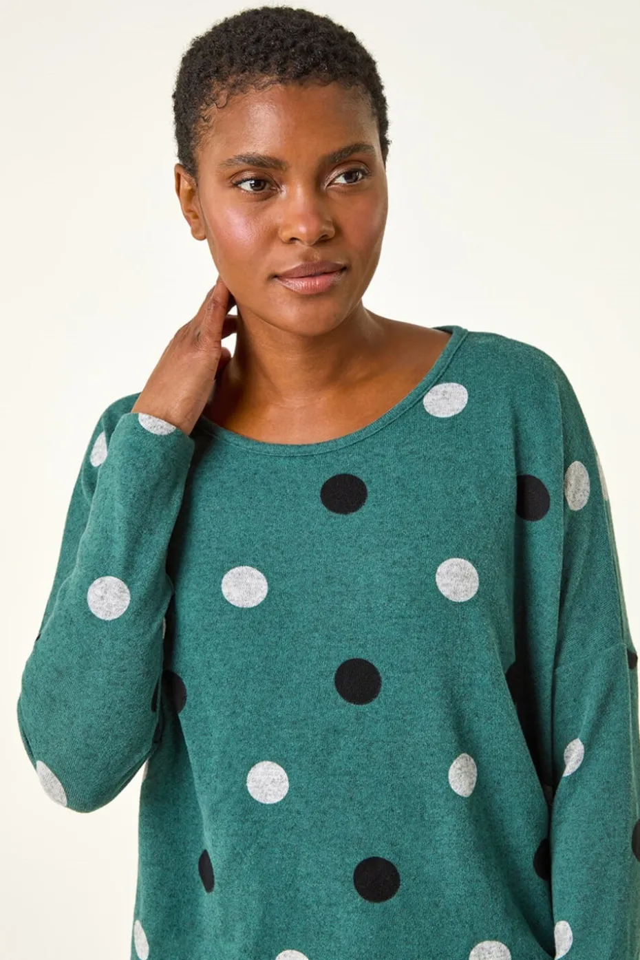 Roman Green Spot Print Snit Top