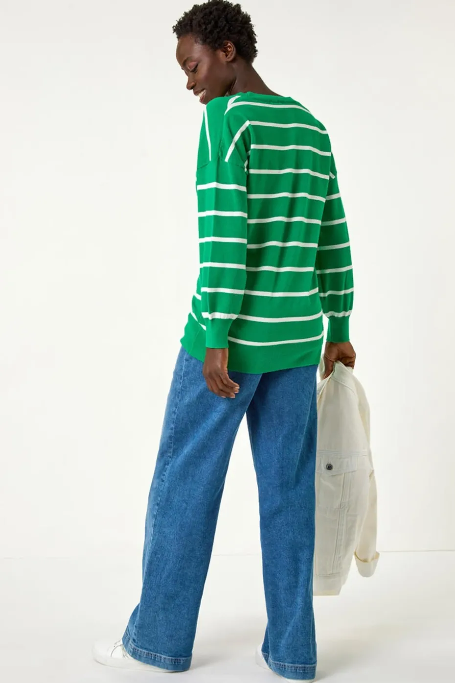Roman Green Stripe Knitted Jumper