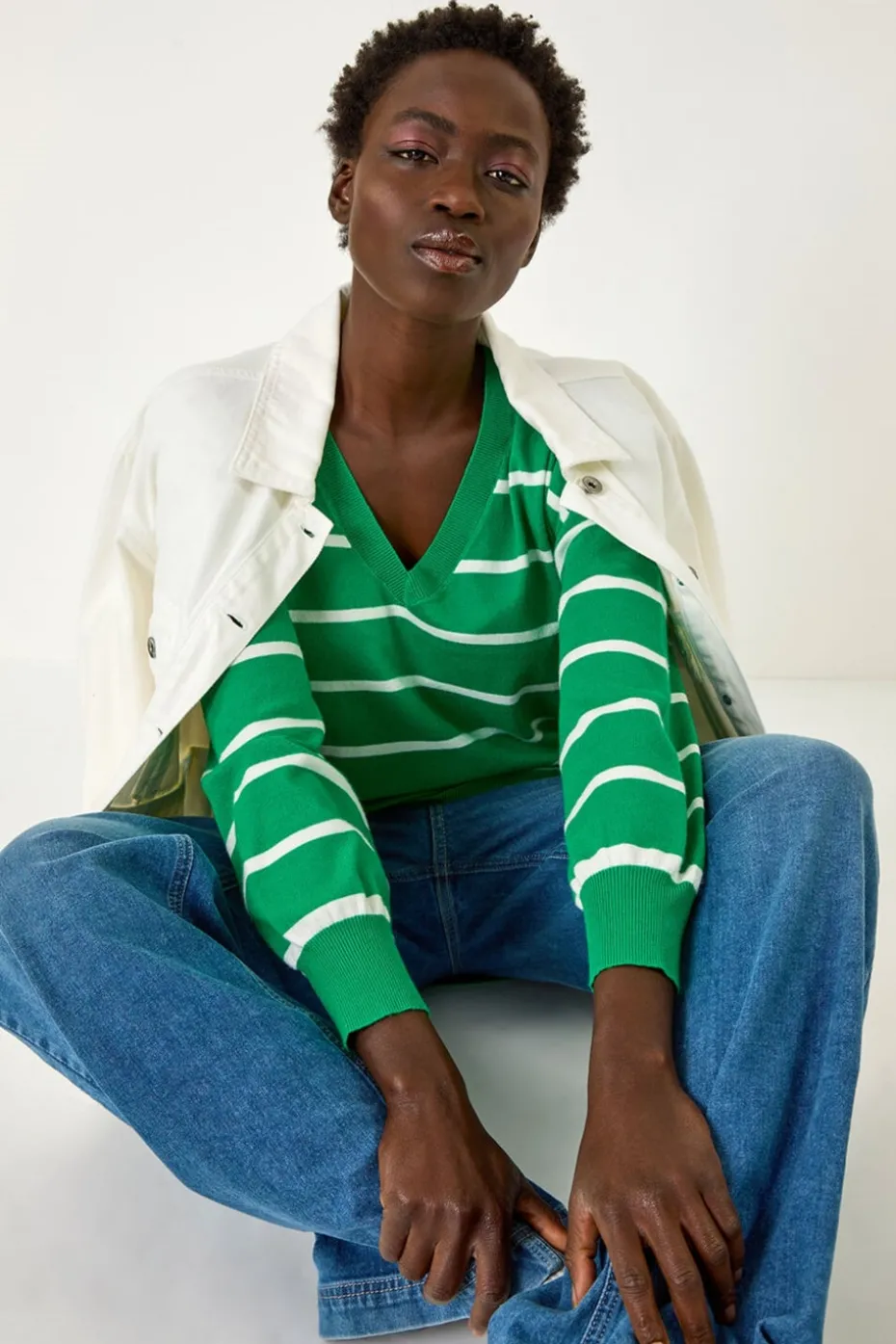 Roman Green Stripe Knitted Jumper