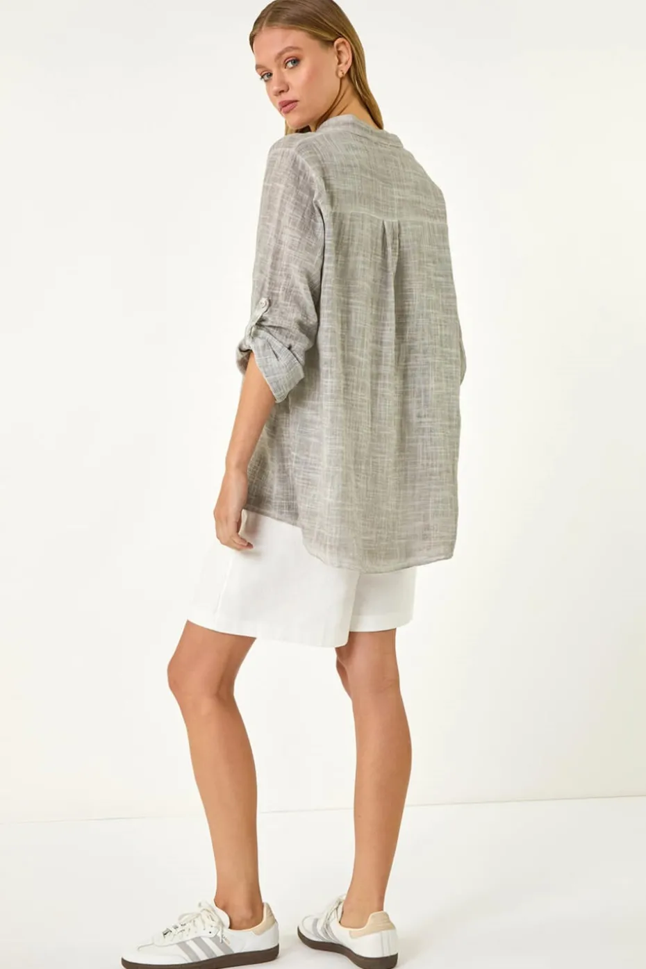 Roman Grey Cotton Button Through Shirt