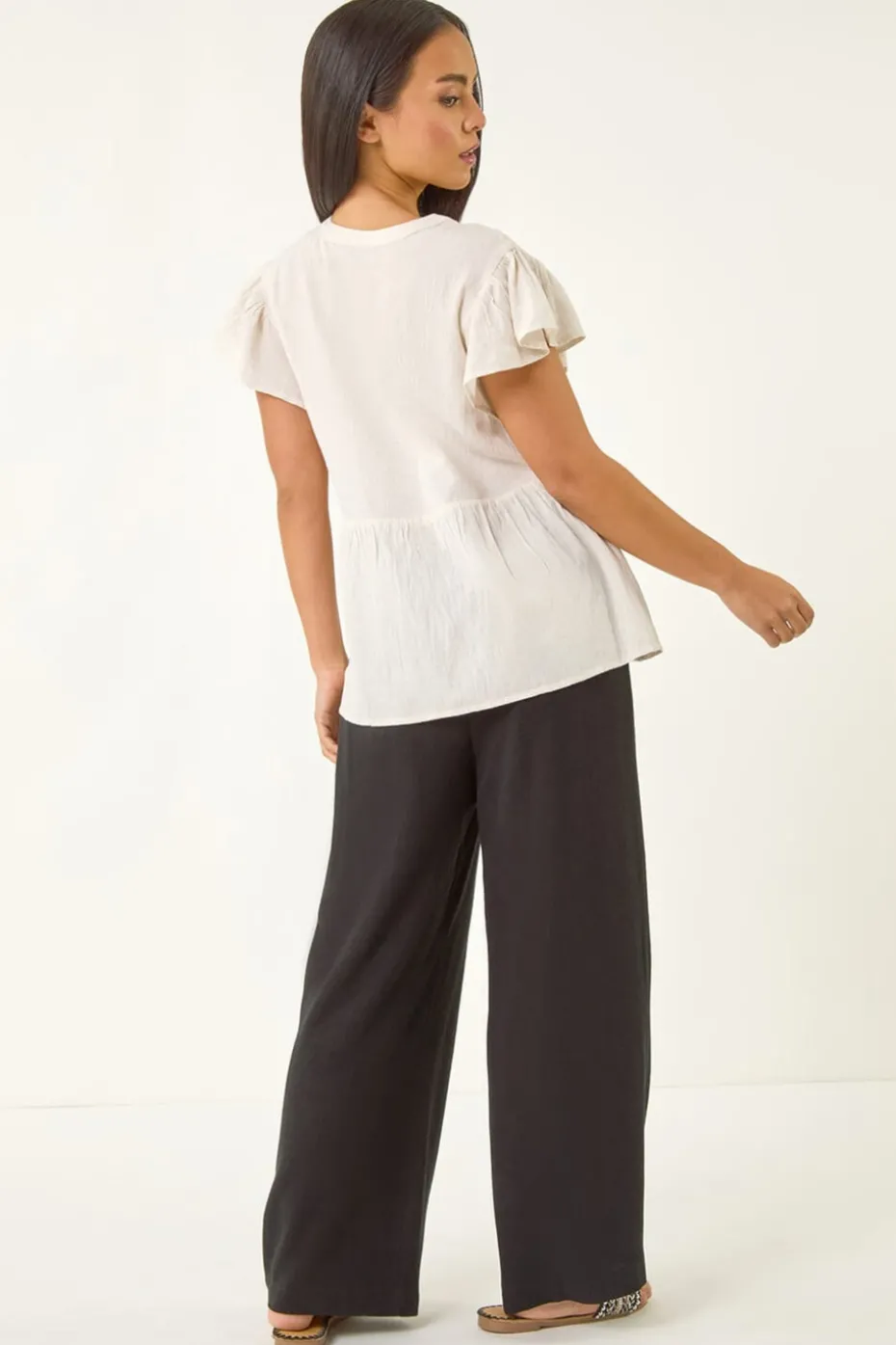 Roman Ivory Petite Embroidered Tassel Tie Top