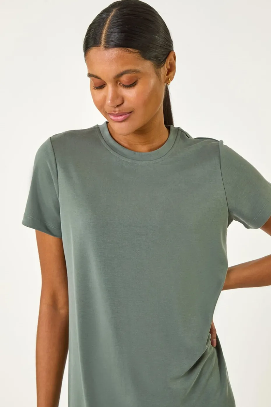 Roman Khaki Short Sleeve T-Shirt Dress