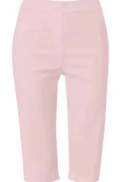 Roman Light-Pink Stretch Knee Length Elastic Waist Shorts